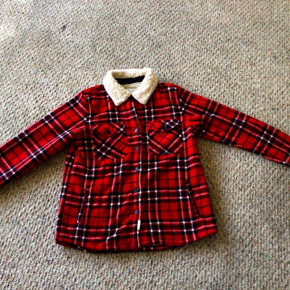 Red flannel sweater
